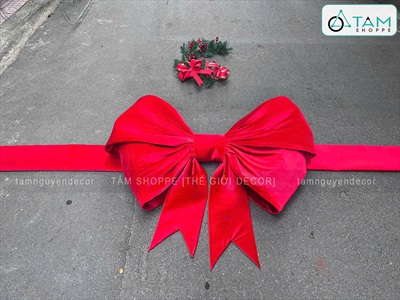 [Order 3 - 4 ngày] Nơ đỏ vải nhung xịn 4 cánh cỡ lớn [Đứng form - Nhiều cỡ] PK-NO-10